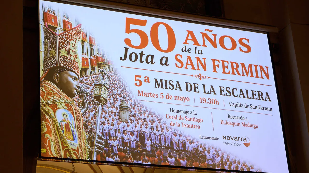 Misa del 5 de mayo en la Capilla de San Ferm&iacute;n de la iglesia de San Lorenzo con motivo del quinto pelda&ntilde;o de la escalera sanferminera de 2026. I&Ntilde;IGO ALZUGARAY