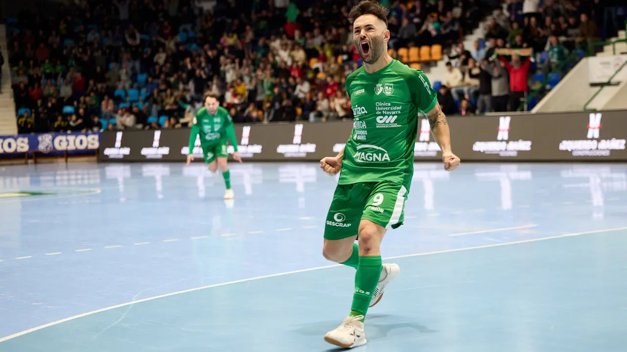 Partido de la Primera Divisi&oacute;n de F&uacute;tbol Sala entre Osasuna Magna Xota y C&oacute;rdoba Patrimonio de la Humanidad disputado en el pabell&oacute;n Anaitasuna. I&Ntilde;IGO ALZUGARAY
