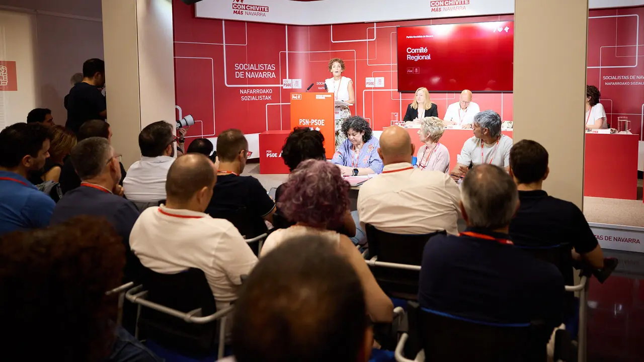 La secretaria general del PSN-PSOE, Mar&iacute;a Chivite, interviene en el Comit&eacute; Regional del partido. NAVARRA.COM