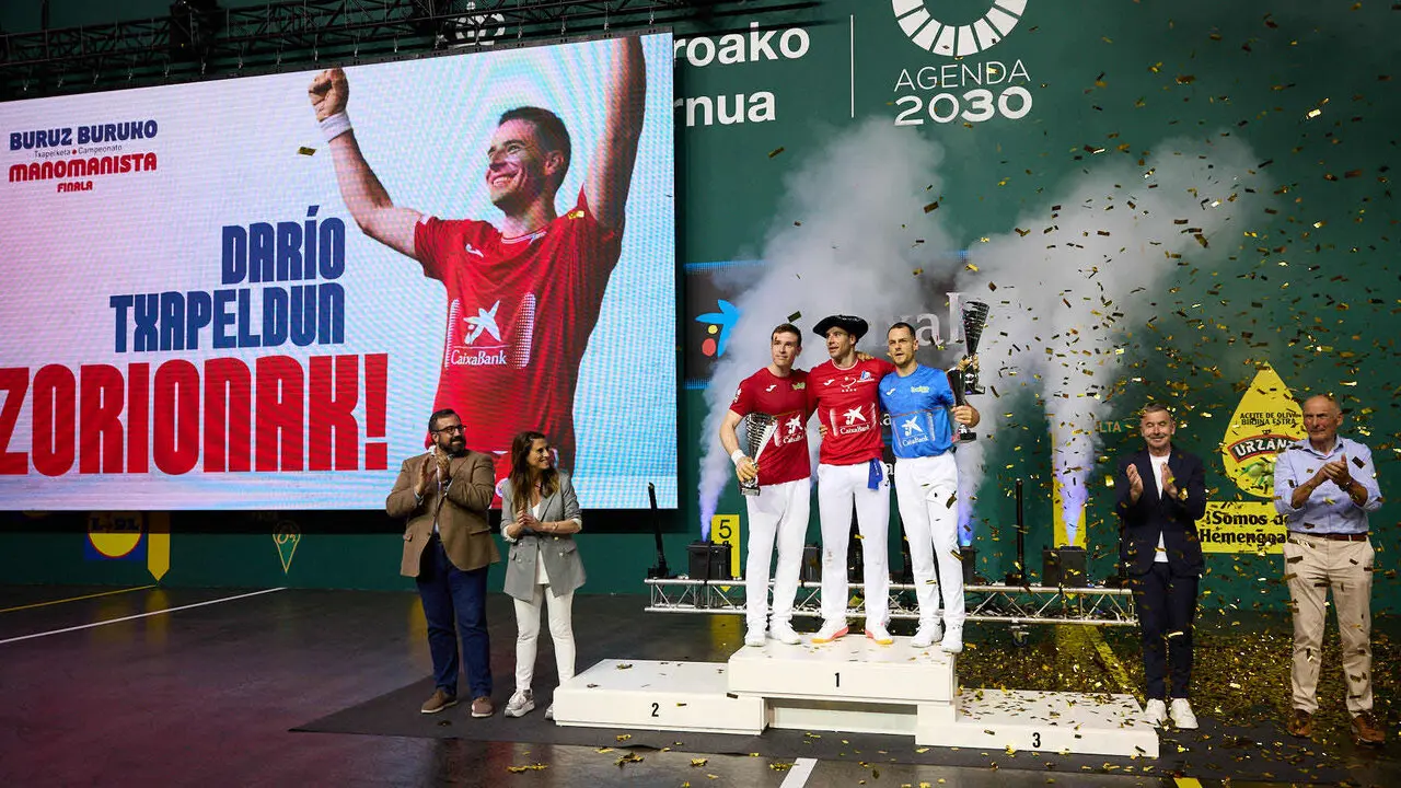 Final del Campeonato Manomanista de pelota vasca entre I&ntilde;aki Artola y Dar&iacute;o G&oacute;mez disputada en el pabell&oacute;n Navarra Arena de Pamplona. I&Ntilde;IGO ALZUGARAY