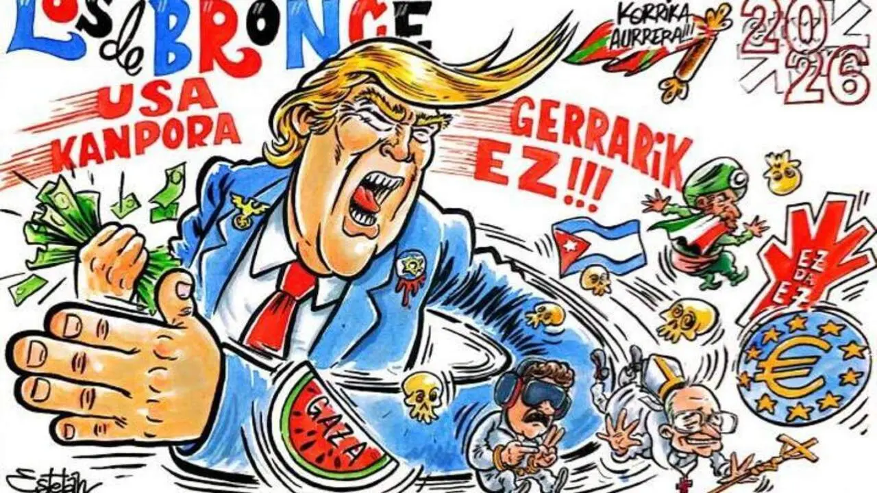 Pancarta de la pe&ntilde;a Los del Bronce para los Sanfermines de 2026.
