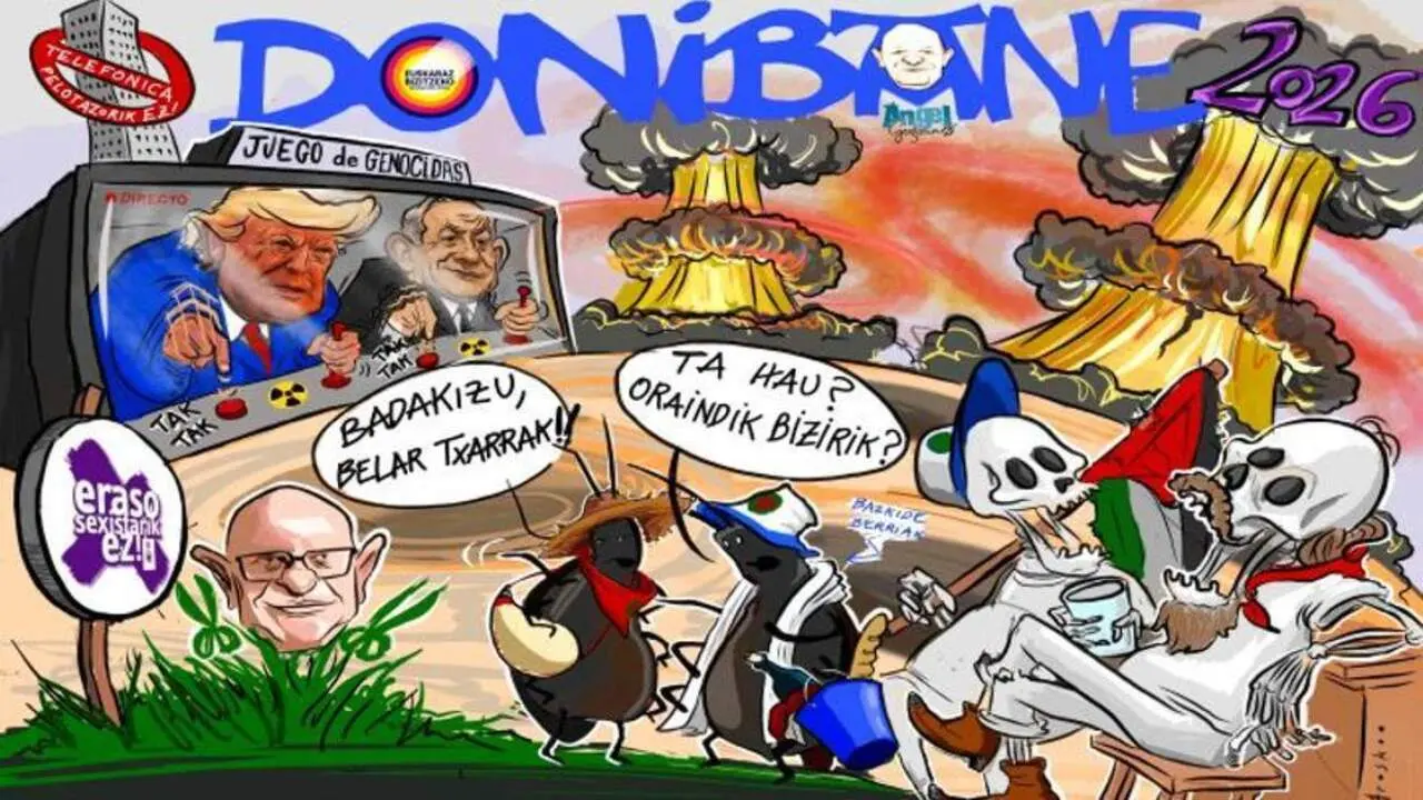 Pancarta de la pe&ntilde;a Donibane para los Sanfermines de 2026.