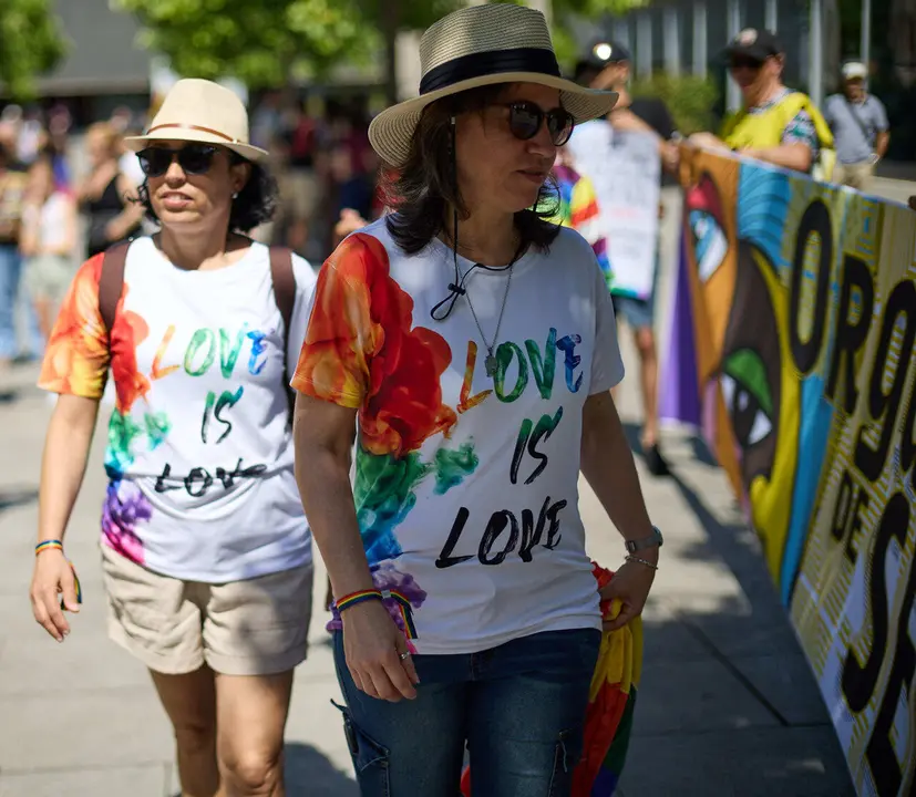 Manifestaci&oacute;n convocada por la plataforma 28J con motivo del D&iacute;a Internacional del Orgullo LGTBI+ en Pamplona. I&Ntilde;IGO ALZUGARAY