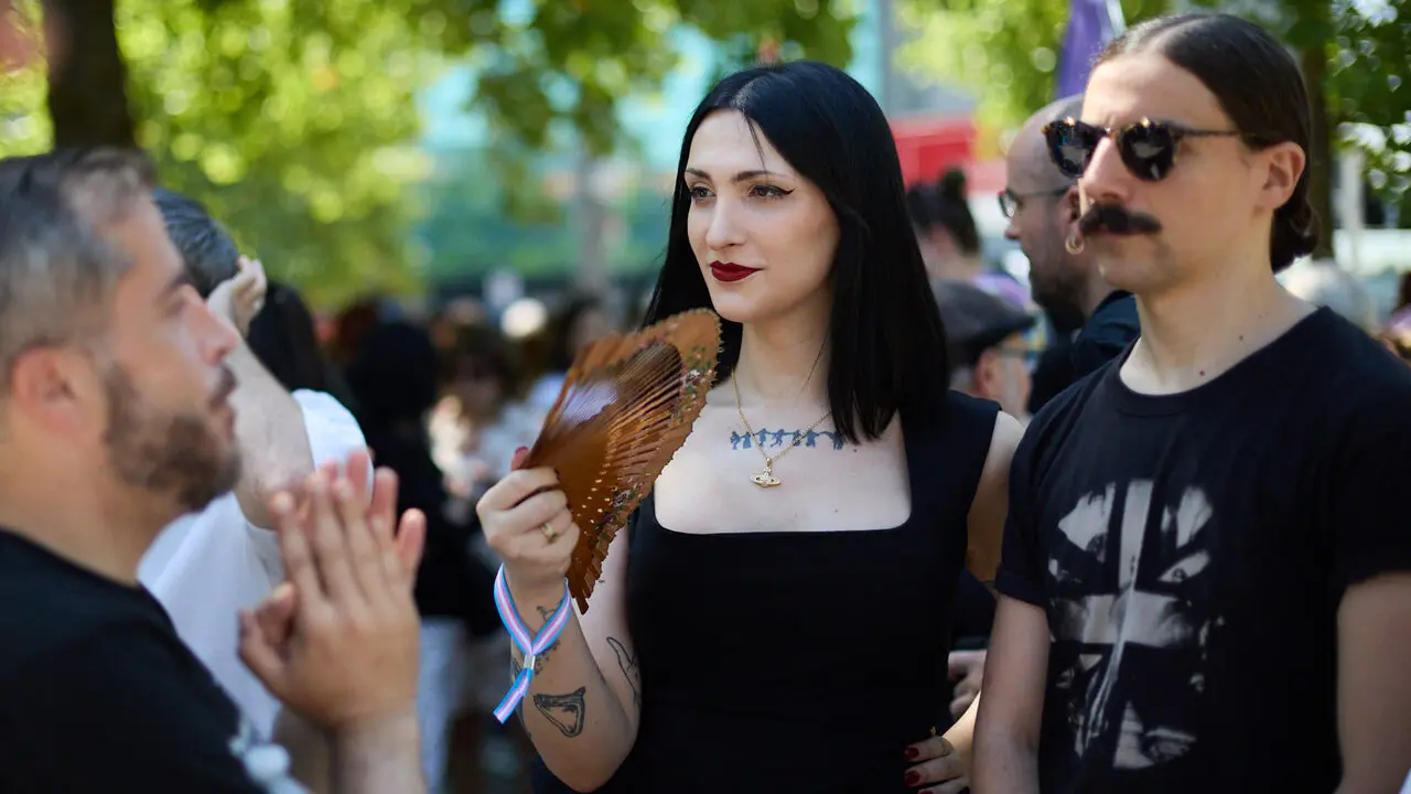 Manifestaci&oacute;n convocada por la plataforma 28J con motivo del D&iacute;a Internacional del Orgullo LGTBI+ en Pamplona. I&Ntilde;IGO ALZUGARAY