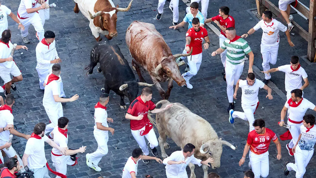 Primer encierro de San Ferm&iacute;n 2026 con toros de Fuente Ymbro. I&Ntilde;IGO ALZUGARAY