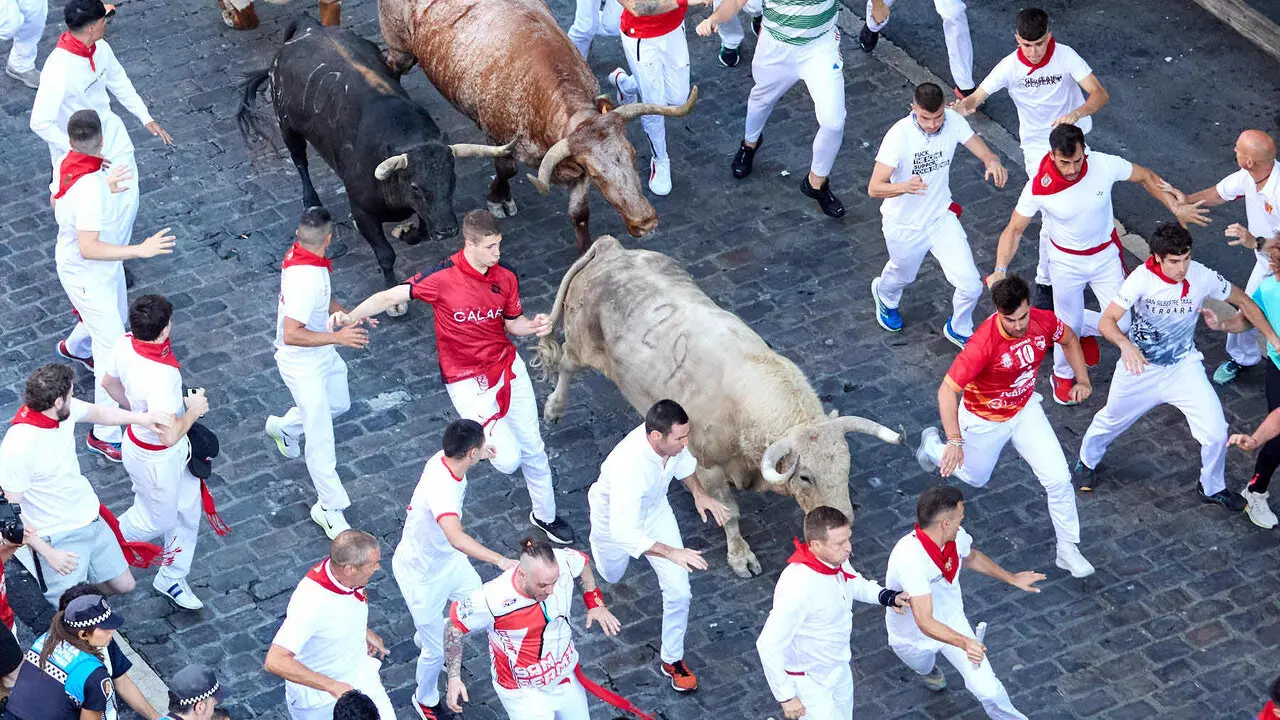 Primer encierro de San Ferm&iacute;n 2026 con toros de Fuente Ymbro. I&Ntilde;IGO ALZUGARAY