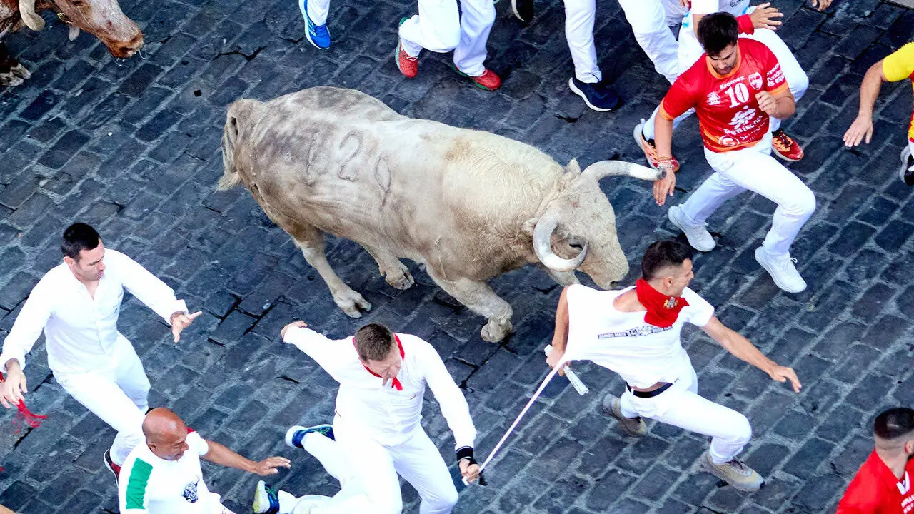 Primer encierro de San Ferm&iacute;n 2026 con toros de Fuente Ymbro. I&Ntilde;IGO ALZUGARAY