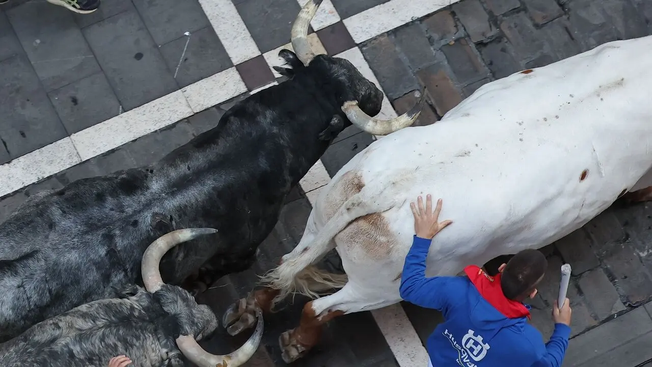 Segundo encierro de las fiestas de San Ferm&iacute;n 2026 con toros de la ganader&iacute;a gaditana de Cebada Gago. EFE