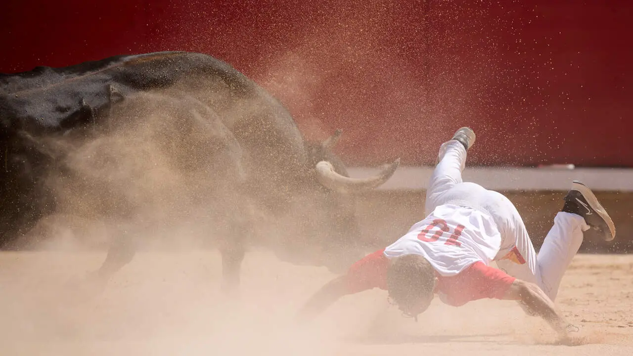 Concurso Nacional de Recortadores en la Plaza de Toros de Pamplona durante las fiestas de San Ferm&iacute;n 2026. I&Ntilde;IGO ALZUGARAY