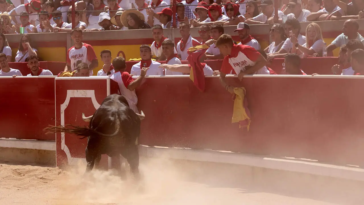 Concurso Nacional de Recortadores en la Plaza de Toros de Pamplona durante las fiestas de San Ferm&iacute;n 2026. I&Ntilde;IGO ALZUGARAY