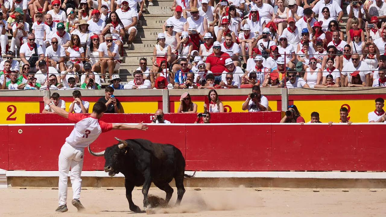 Concurso Nacional de Recortadores en la Plaza de Toros de Pamplona durante las fiestas de San Ferm&iacute;n 2026. I&Ntilde;IGO ALZUGARAY
