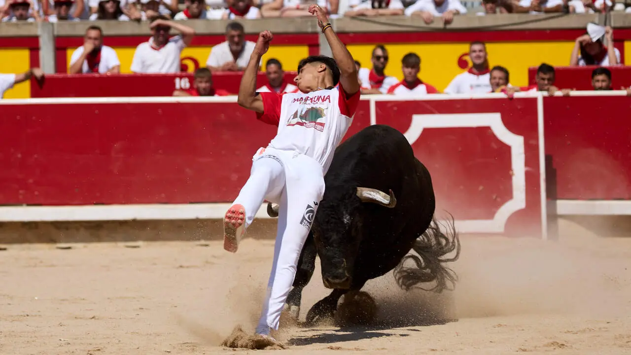 Concurso Nacional de Recortadores en la Plaza de Toros de Pamplona durante las fiestas de San Ferm&iacute;n 2026. I&Ntilde;IGO ALZUGARAY