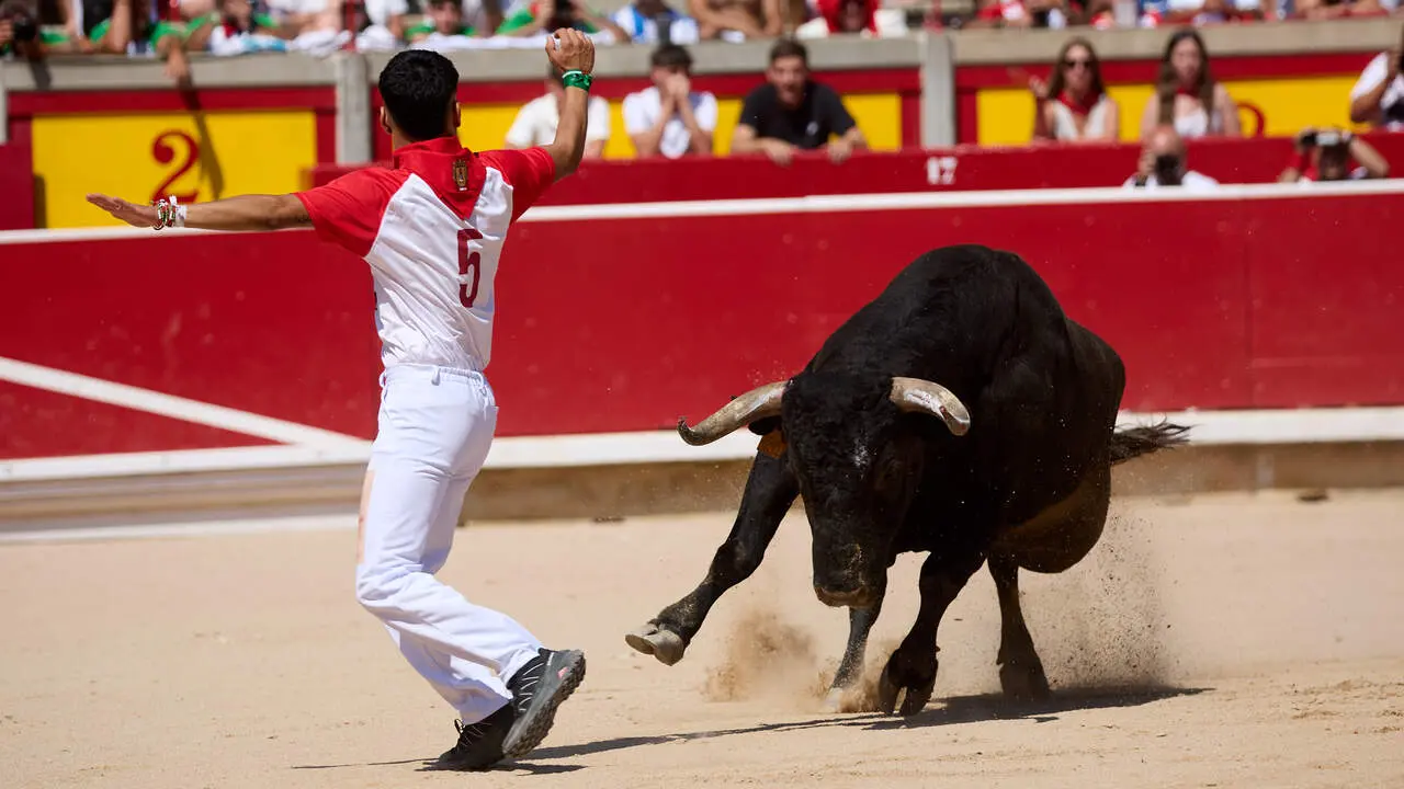 Concurso Nacional de Recortadores en la Plaza de Toros de Pamplona durante las fiestas de San Ferm&iacute;n 2026. I&Ntilde;IGO ALZUGARAY