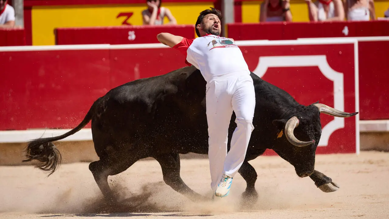 Concurso Nacional de Recortadores en la Plaza de Toros de Pamplona durante las fiestas de San Ferm&iacute;n 2026. I&Ntilde;IGO ALZUGARAY