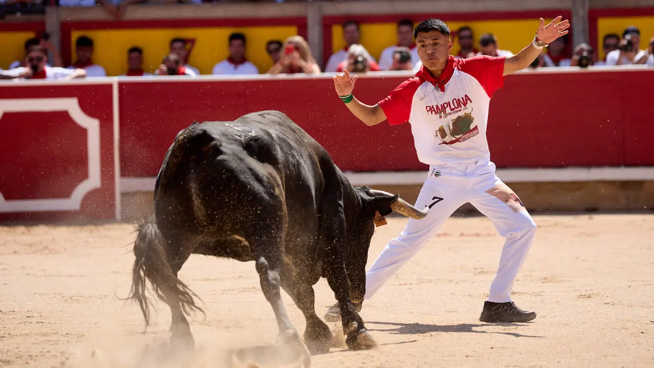 Concurso Nacional de Recortadores en la Plaza de Toros de Pamplona durante las fiestas de San Ferm&iacute;n 2026. I&Ntilde;IGO ALZUGARAY