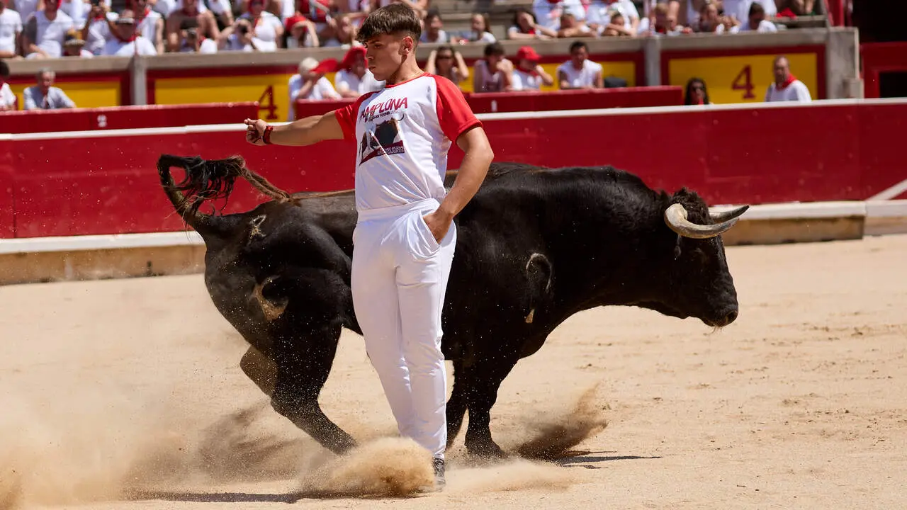 Concurso Nacional de Recortadores en la Plaza de Toros de Pamplona durante las fiestas de San Ferm&iacute;n 2026. I&Ntilde;IGO ALZUGARAY