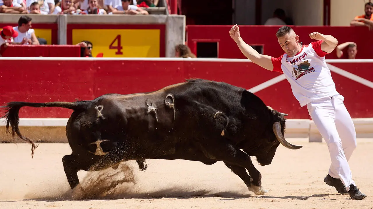 Concurso Nacional de Recortadores en la Plaza de Toros de Pamplona durante las fiestas de San Ferm&iacute;n 2026. I&Ntilde;IGO ALZUGARAY