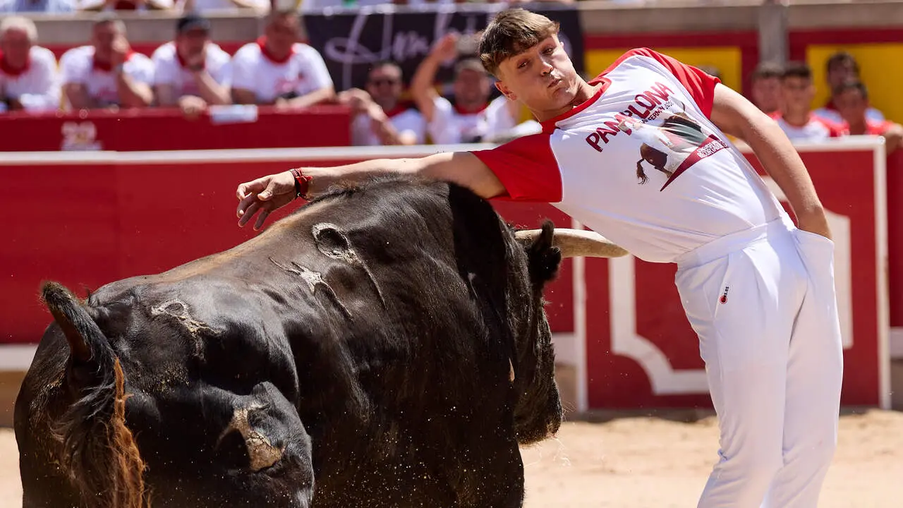 Concurso Nacional de Recortadores en la Plaza de Toros de Pamplona durante las fiestas de San Ferm&iacute;n 2026. I&Ntilde;IGO ALZUGARAY