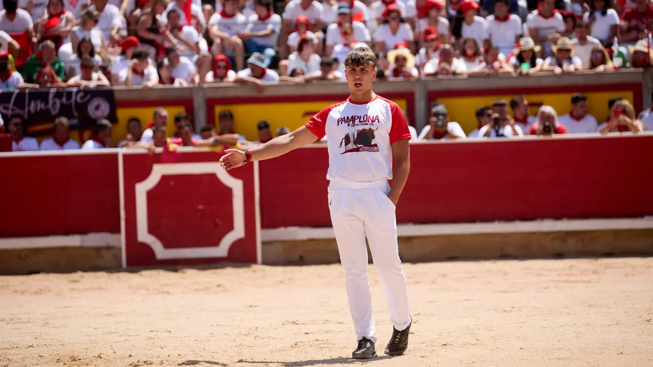 Concurso Nacional de Recortadores en la Plaza de Toros de Pamplona durante las fiestas de San Ferm&iacute;n 2026. I&Ntilde;IGO ALZUGARAY