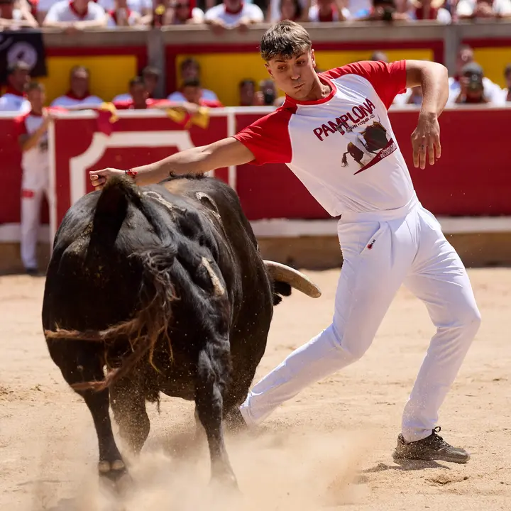 Concurso Nacional de Recortadores en la Plaza de Toros de Pamplona durante las fiestas de San Ferm&iacute;n 2026. I&Ntilde;IGO ALZUGARAY