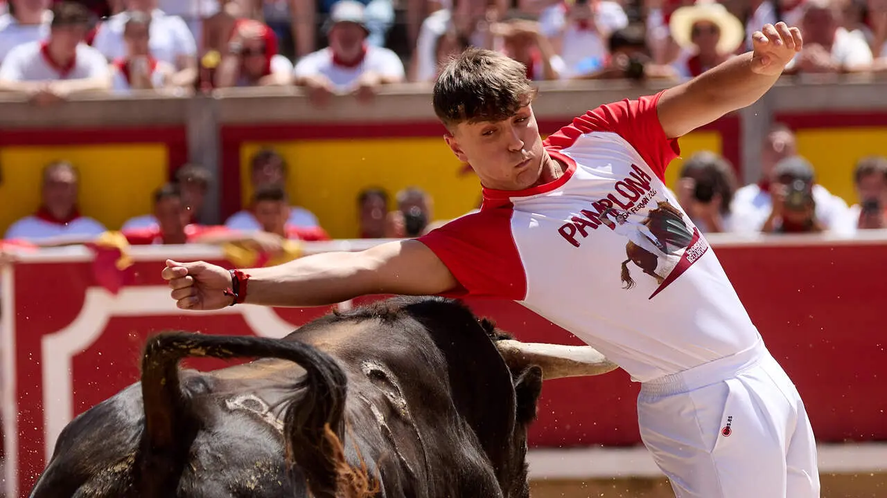 Concurso Nacional de Recortadores en la Plaza de Toros de Pamplona durante las fiestas de San Ferm&iacute;n 2026. I&Ntilde;IGO ALZUGARAY
