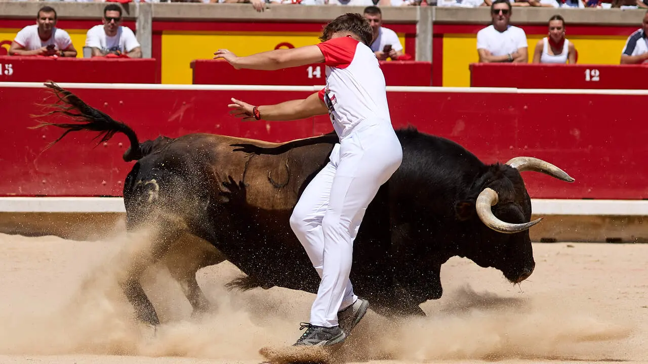 Concurso Nacional de Recortadores en la Plaza de Toros de Pamplona durante las fiestas de San Ferm&iacute;n 2026. I&Ntilde;IGO ALZUGARAY
