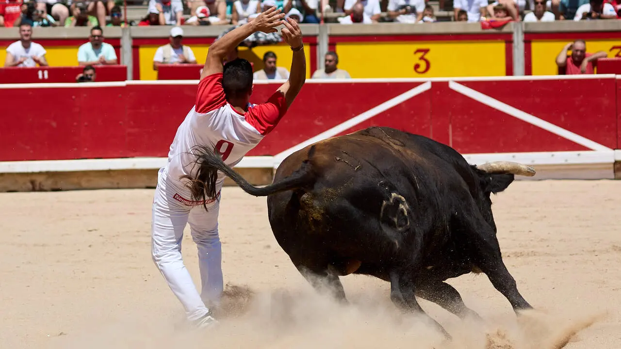 Concurso Nacional de Recortadores en la Plaza de Toros de Pamplona durante las fiestas de San Ferm&iacute;n 2026. I&Ntilde;IGO ALZUGARAY