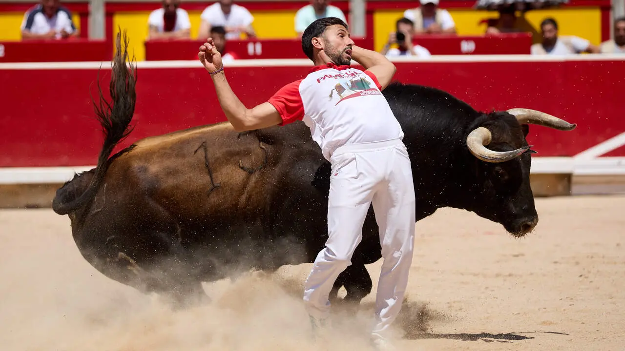 Concurso Nacional de Recortadores en la Plaza de Toros de Pamplona durante las fiestas de San Ferm&iacute;n 2026. I&Ntilde;IGO ALZUGARAY