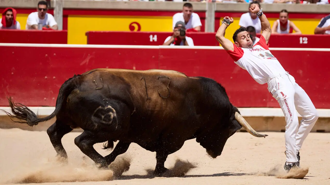 Concurso Nacional de Recortadores en la Plaza de Toros de Pamplona durante las fiestas de San Ferm&iacute;n 2026. I&Ntilde;IGO ALZUGARAY