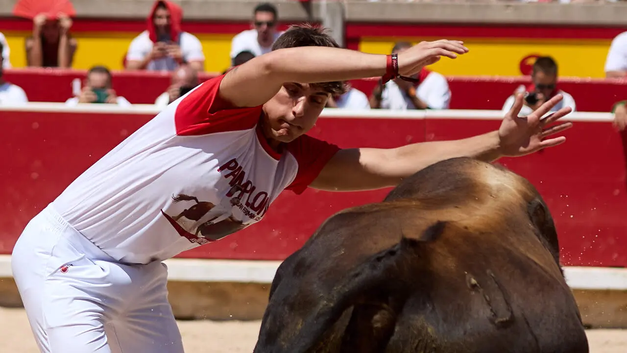 Concurso Nacional de Recortadores en la Plaza de Toros de Pamplona durante las fiestas de San Ferm&iacute;n 2026. I&Ntilde;IGO ALZUGARAY