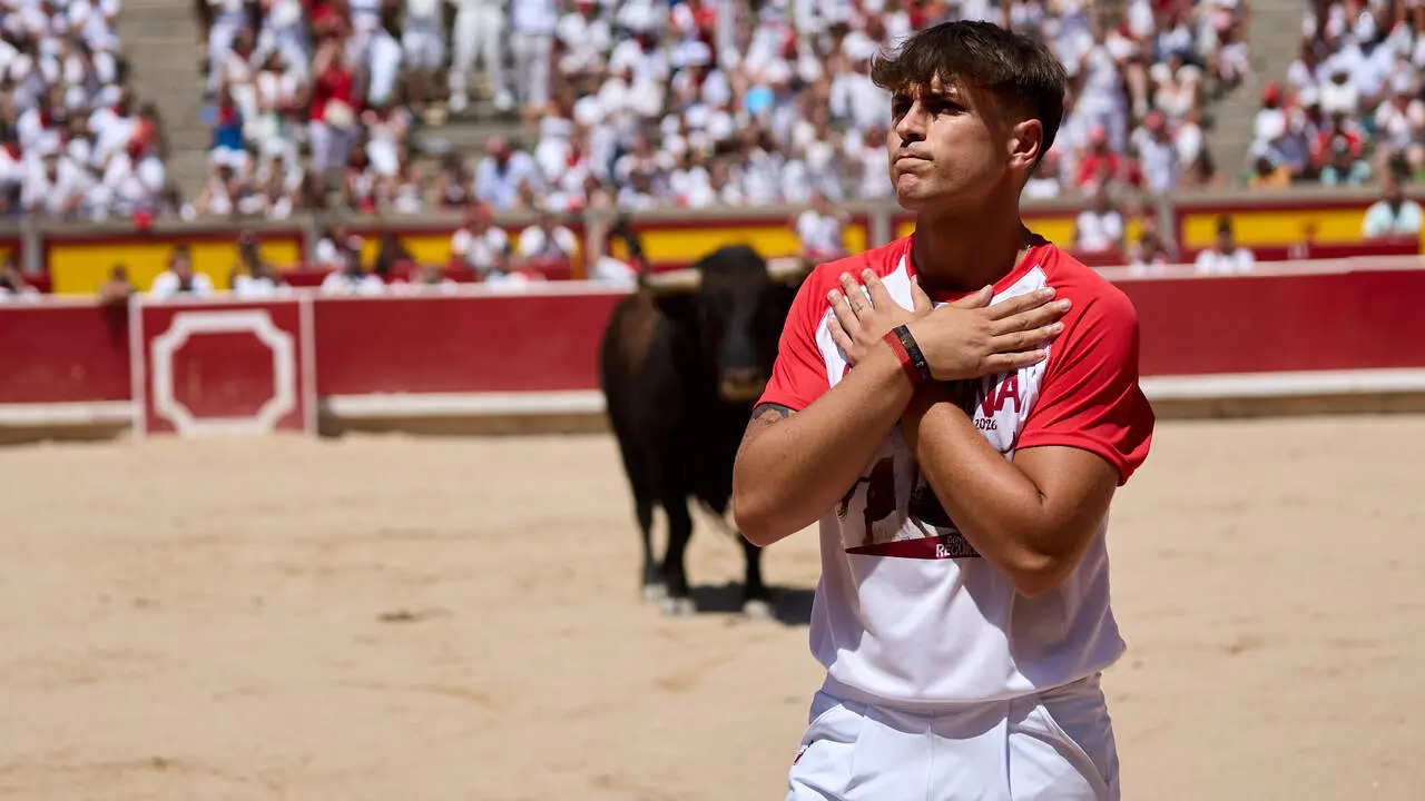Concurso Nacional de Recortadores en la Plaza de Toros de Pamplona durante las fiestas de San Ferm&iacute;n 2026. I&Ntilde;IGO ALZUGARAY