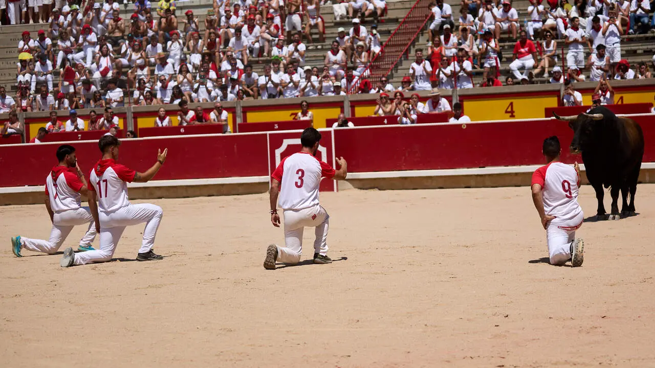 Concurso Nacional de Recortadores en la Plaza de Toros de Pamplona durante las fiestas de San Ferm&iacute;n 2026. I&Ntilde;IGO ALZUGARAY