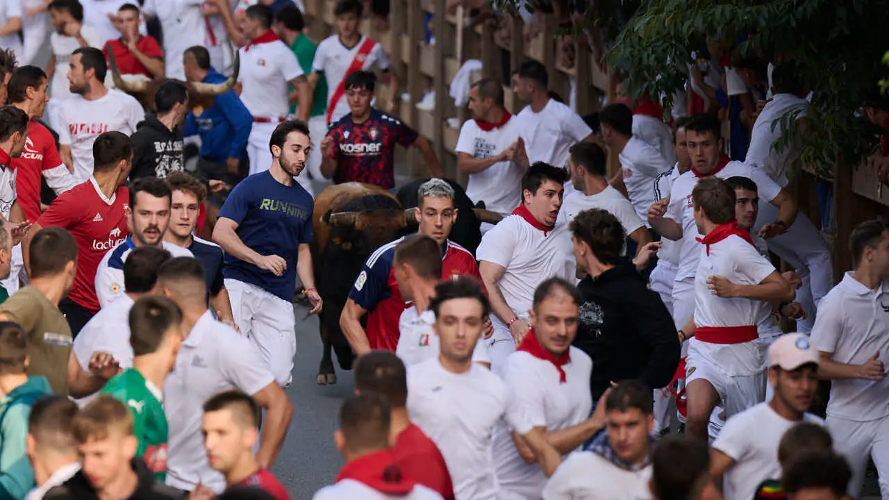 Segundo encierro de Tafalla 2026 con toros de Sobral. PABLO LASAOSA