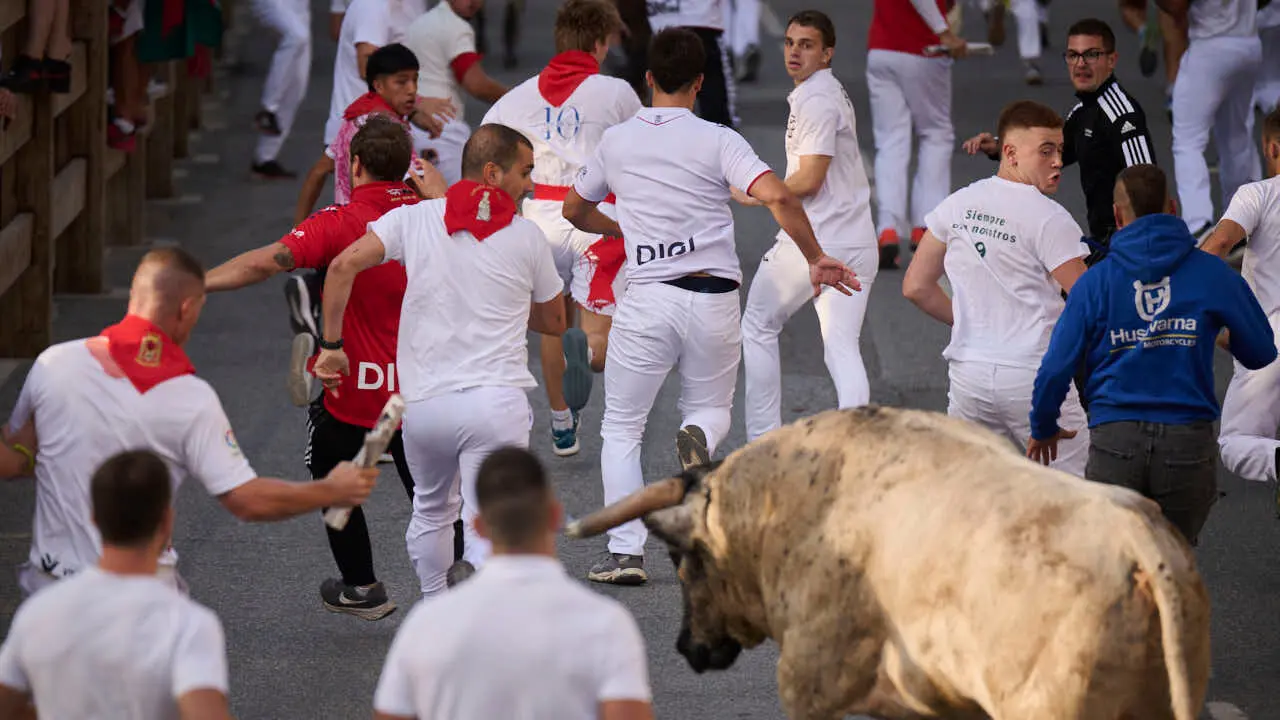 Segundo encierro de Tafalla 2026 con toros de Sobral. PABLO LASAOSA