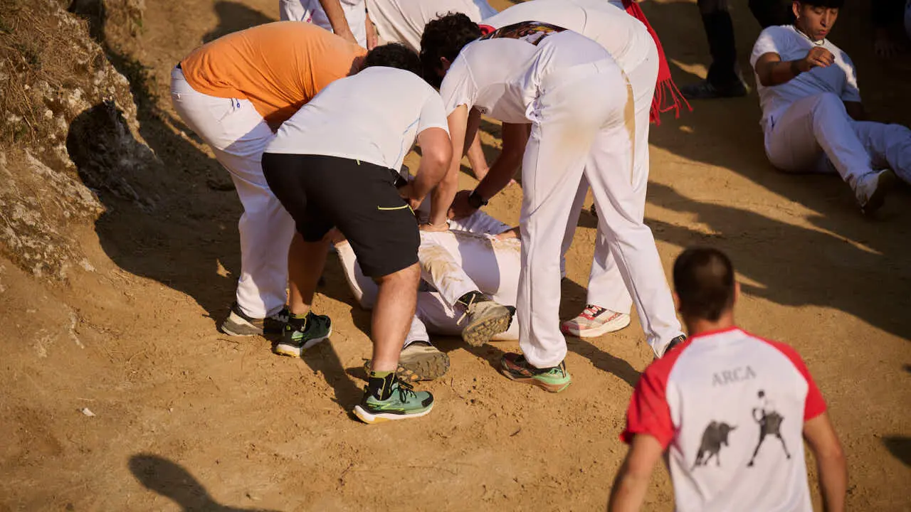 Cuarto encierro del Pil&oacute;n de Falces 2026. PABLO LASAOSA