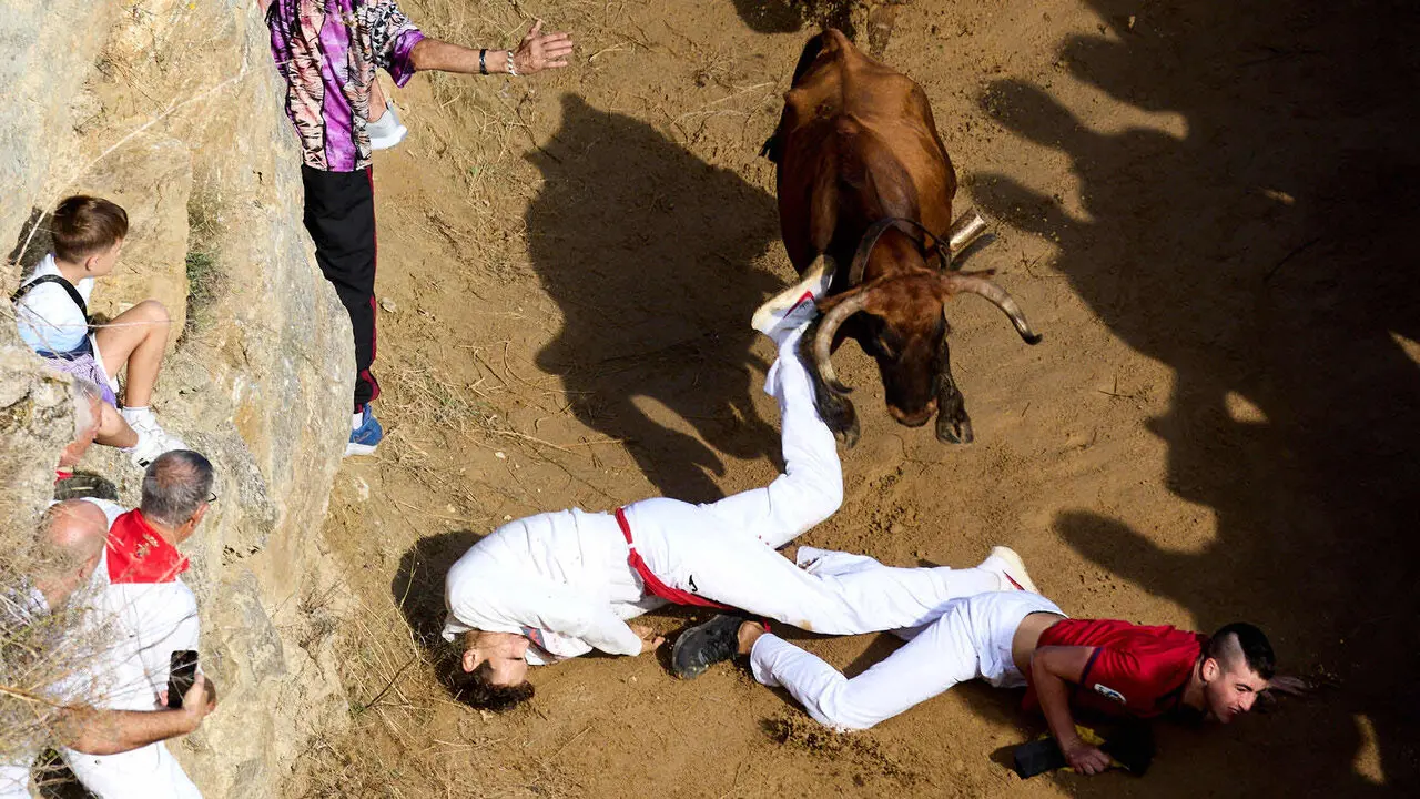 Sexto encierro del Pil&oacute;n de Falces 2026. I&Ntilde;IGO ALZUGARAY