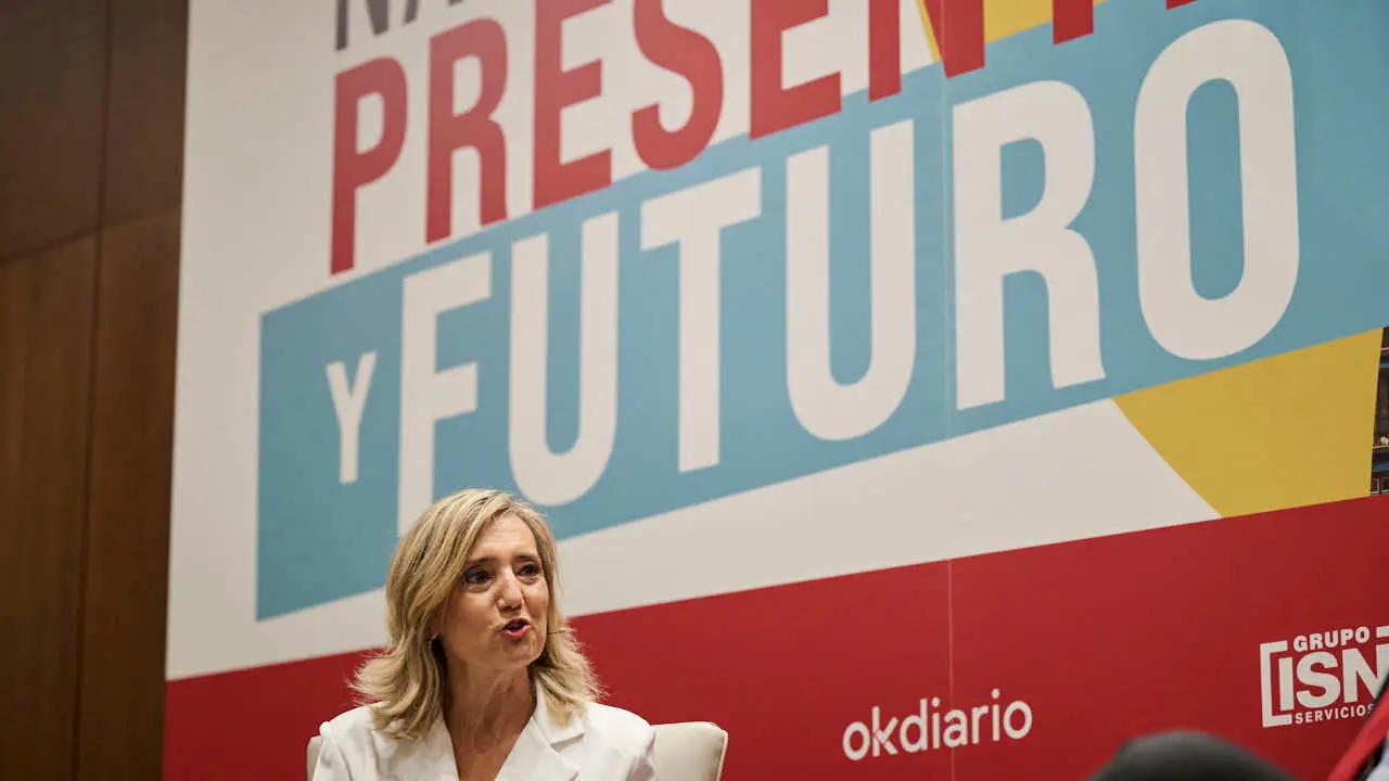 La presidenta de UPN Cristina Ibarrola participa en el evento 'Navarra Presente y Futuro' en el Hotel 3 Reyes de Pamplona. PABLO LASAOSA
