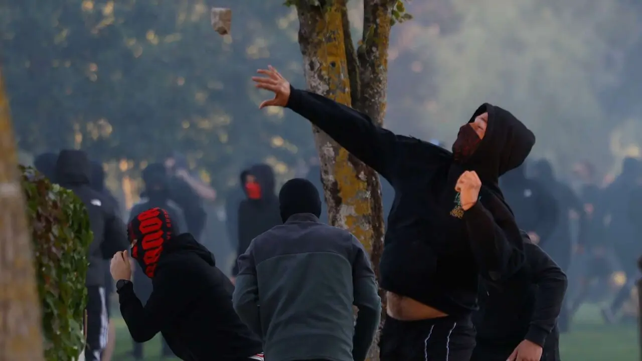 Vito Quiles visita Pamplona en su gira con disturbios por las calles de Pamplona. EFE