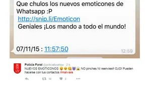 La Policía Foral alerta de un nuevo bulo en WhatsApp: 'los nuevos emoticonos'