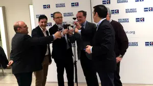 Intervención de Javier Esparza durante la copa de Navidad de UPN