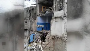 Se derrumba la fachada trasera de una casa de Tudela, sin provocar heridos