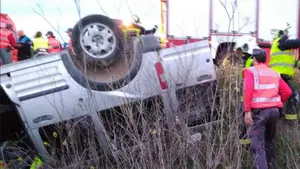 Un fallecido y un herido de gravedad en una colisión frontal a la altura de Falces