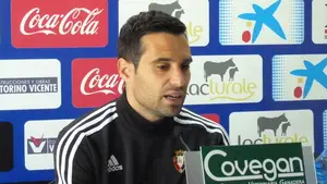 Rueda de prensa de Javier Flaño en Tajonar, antes de jugar en Girona