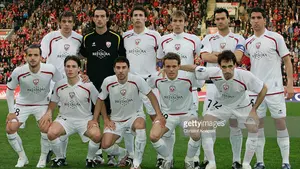 Primer gol de Osasuna en el campo del Bayern Leverkusen (0-3).