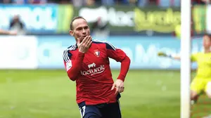 Gol de Nino en el partido Osasuna - Valladolid (1-0) en el Sadar.