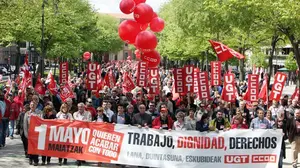 Los sindicatos navarros animan a la población a participar en la manifestación del próximo 1 de mayo