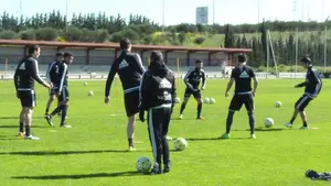 Entrenamiento de Osasuna en Tajonar, después de ganar en Alcorcón