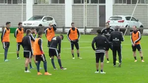 Entrenamiento de Osasuna en Tajonar, antes de recibir al Numancia