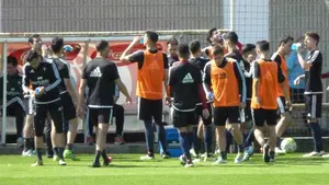 Entrenamiento de Osasuna en Tajonar, antes de recibir al Numancia