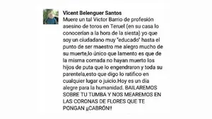 El profesor que se mofó de la muerte del torero Víctor Barrio dice que le hackearon su Facebook